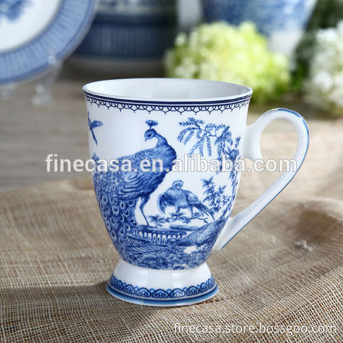 10OZ Elegant Blue and White Ceramic Mug of Blue in China